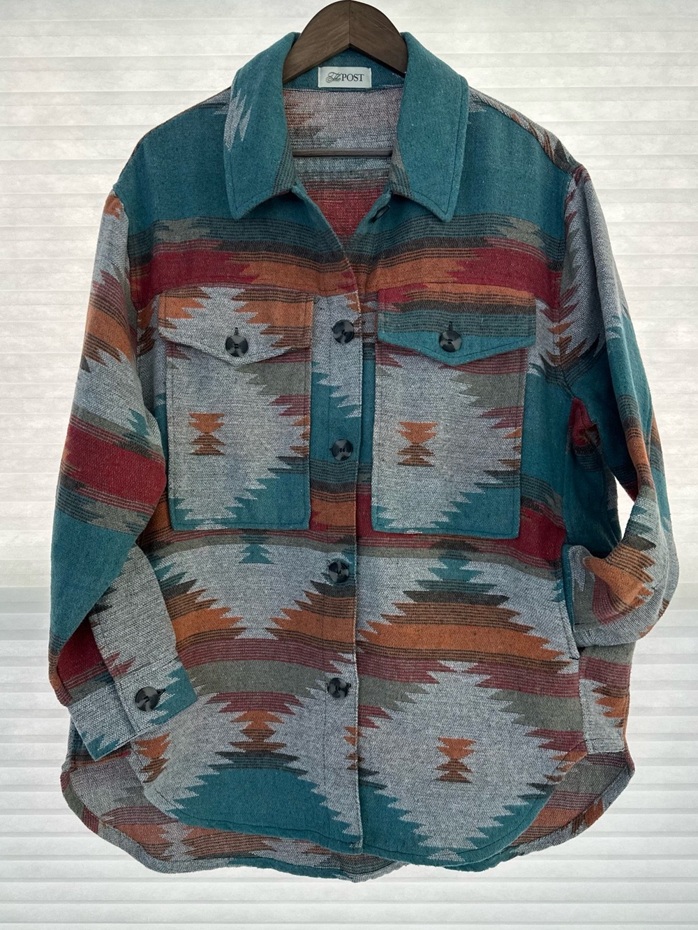 THE POST Alison Aztec Shacket Oversized Southwestern Western Rustic Jacket L/XL